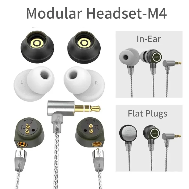 Smabat M4 Fourth Generation Modular Metal HIFI Earphone 15.4mm LCP Composite Diaphragm Flat-head Earbud Bass Music IEM Headset