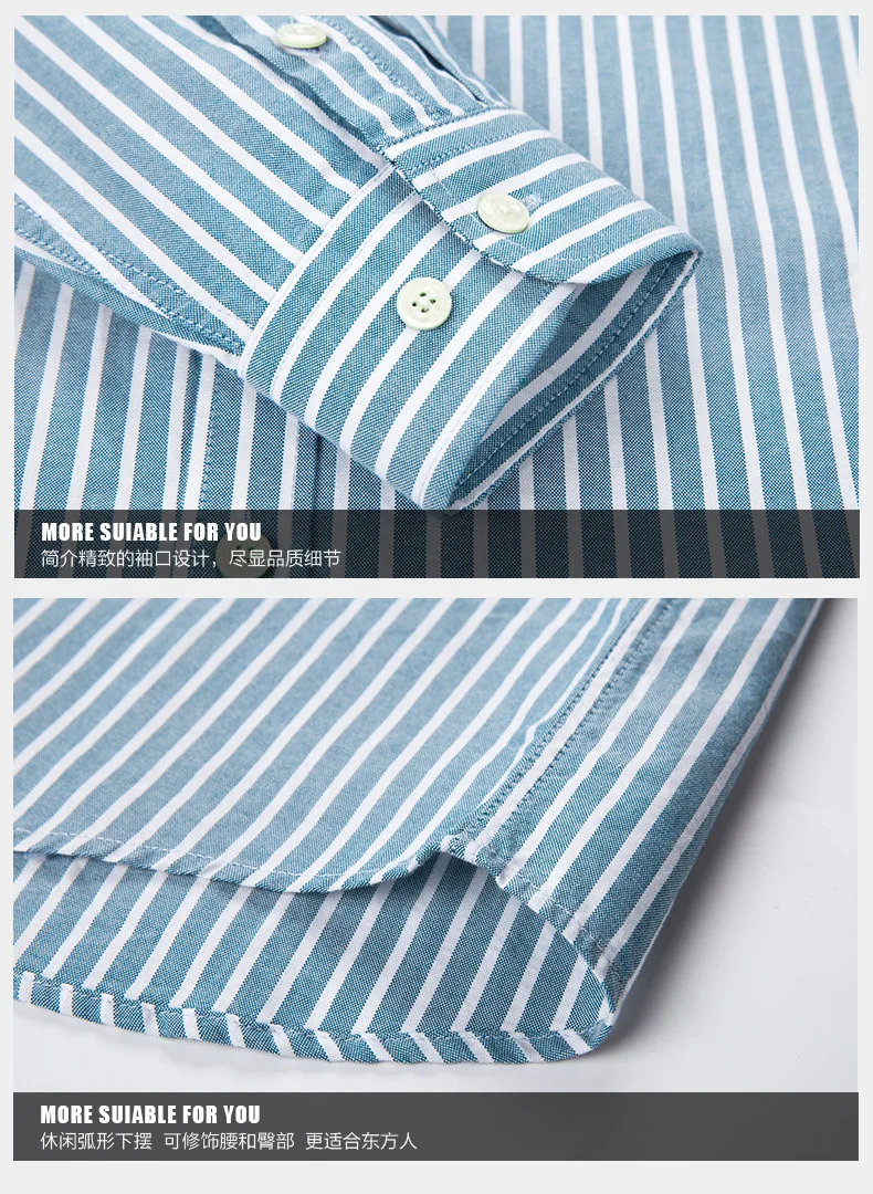 8XL 7XL Pure Color Striped / Plaid Longsleeve Shirt for Men Dress Shirts 100% Cotton Oxford Business Oversized Button Up Shirt