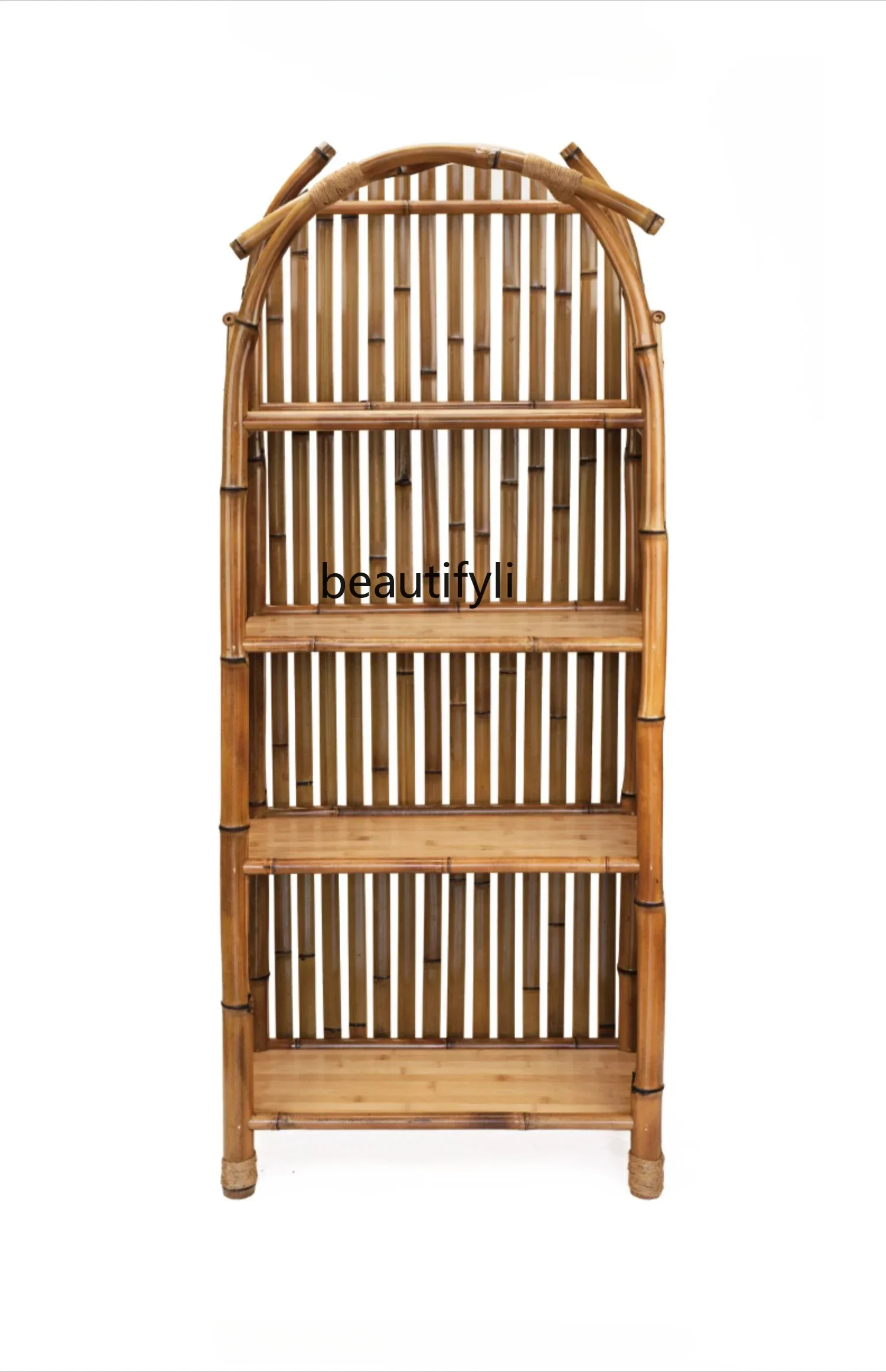 A48 Chinese Balcony Landscape Arrangement Vertical Bamboo Flower Stand Garden Succulent Flower Pot Bonsai Shelf