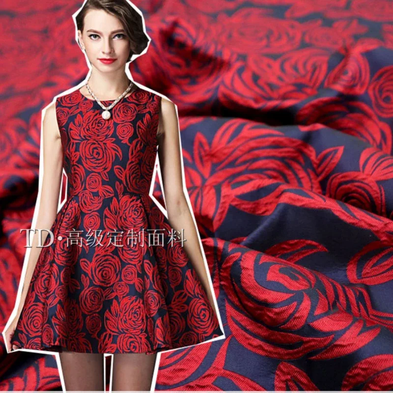 

Окрашенная в пряжу жаккардовая ткань, весенне-летнее тонкое платье с розами, ветровка, пальто, модный брендовый дизайн, оптовая продажа, ткань для шитья