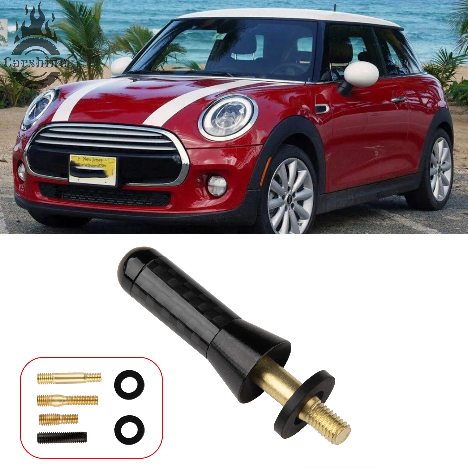 

Для Mini Cooper 1,4 "автомобильная антенна из углеродного волокна Радио FM-антенна черная