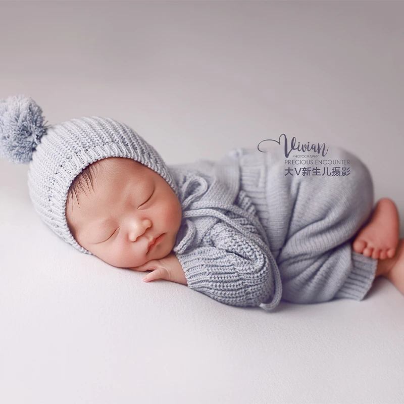 newborn-photography-props-sky-blue-cute-knitted-outfit-with-hat-blanket-backdrop-clothing-theme-set-for-baby-studio-photoshoot