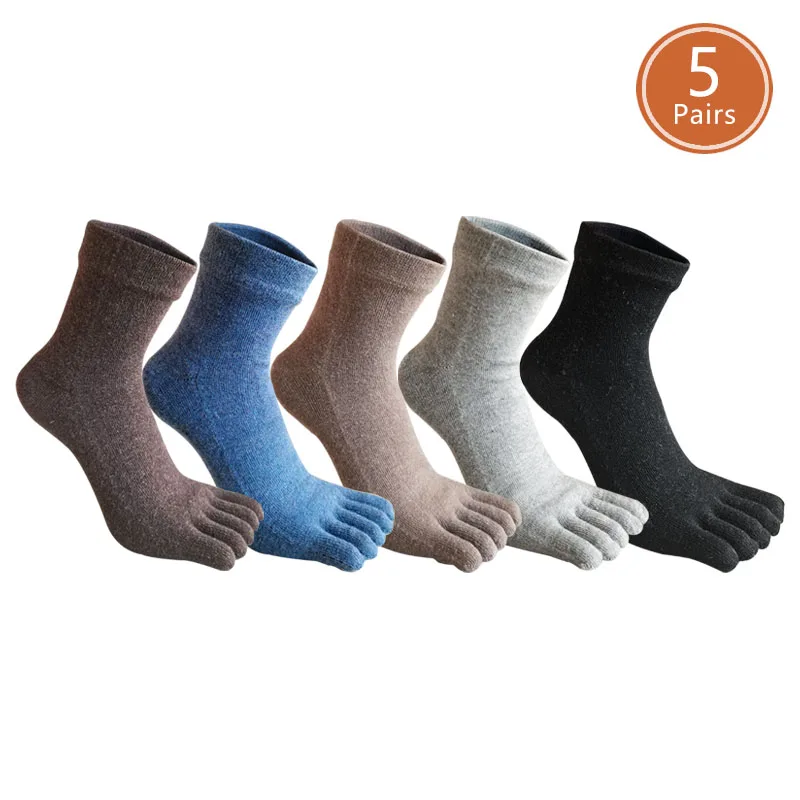 1/5 Pairs Wool Toe Short Socks Winter Man Soft Elastic Endurable Business Sweat-Absorbing Thick Thermal Warm 5 Finger Socks