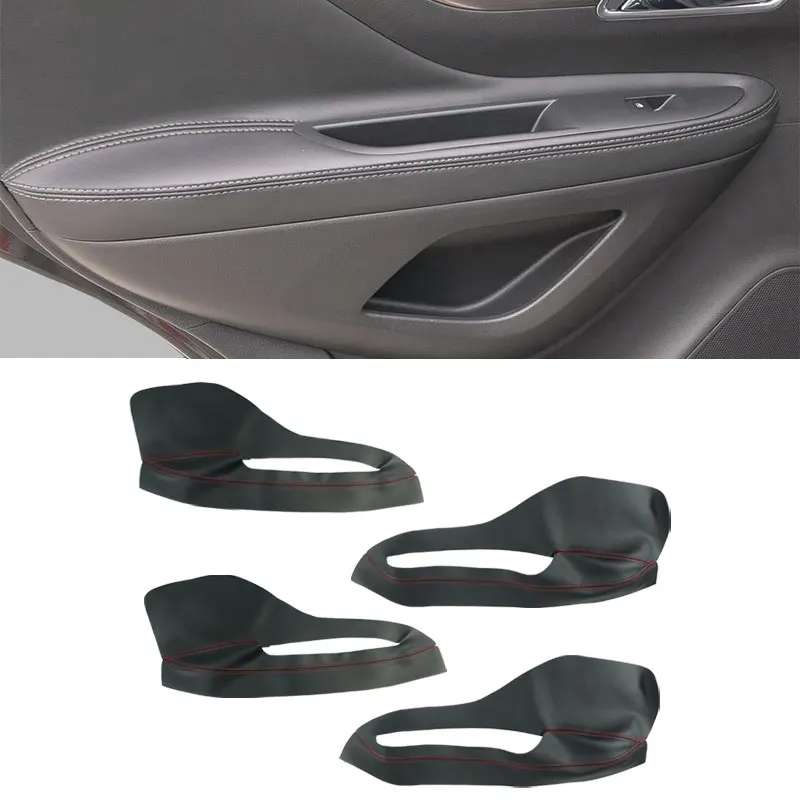 

For Buick Encore 2013 2014 2015 2016 4PCS Microfiber Leather Interior Door Armrest Panel Cover Protective Trim