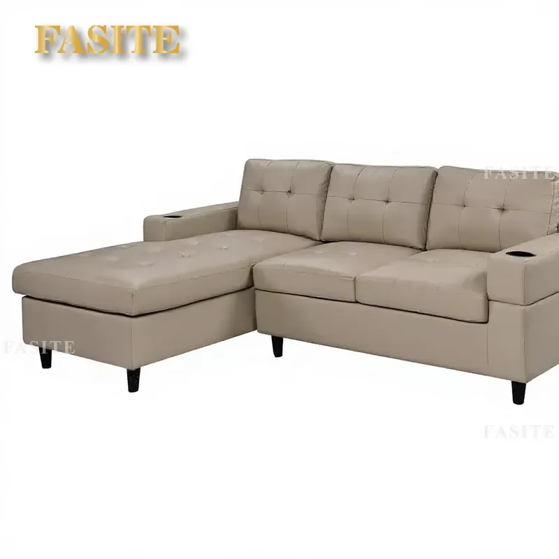 Factory Wholesale Modern L-Shaped Wooden Living Room Sofa Set, Upholstered Couch Furniture For Home Apartment Hotel Use