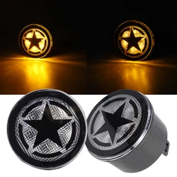 For 2007-2017 Jeep Wrangler JK & WRANGLER Unlimited Smoker Front Fender LED Turn Signal Light And JK Flare Light Amber Five Star