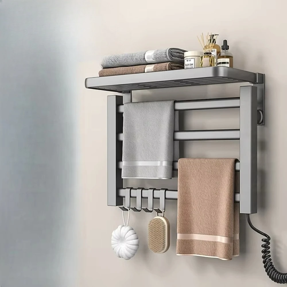 Luxury aluminum modern electric bathroom towel rack Heated drying rack with heating function