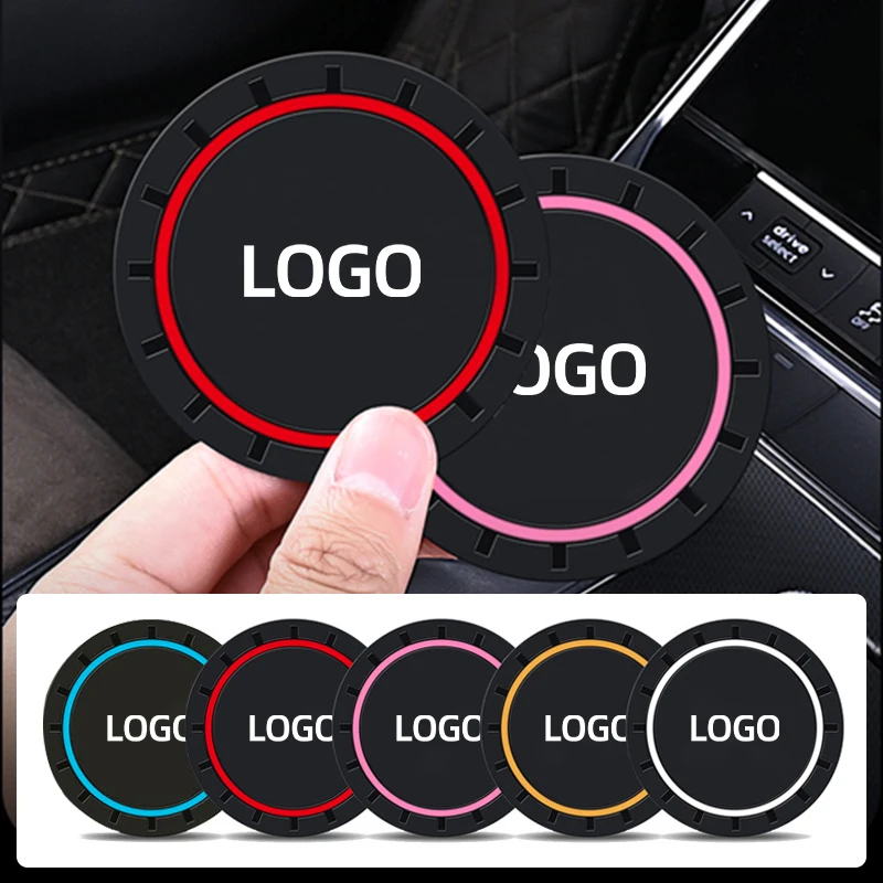 

2PCS Car Coasters Water Cup Slots Non-Slip Mat Waterproof Cup Pad For Ford Focus Mk2 Mk3 Fiesta Ranger Mondeo S-MAX Kuga Mustang