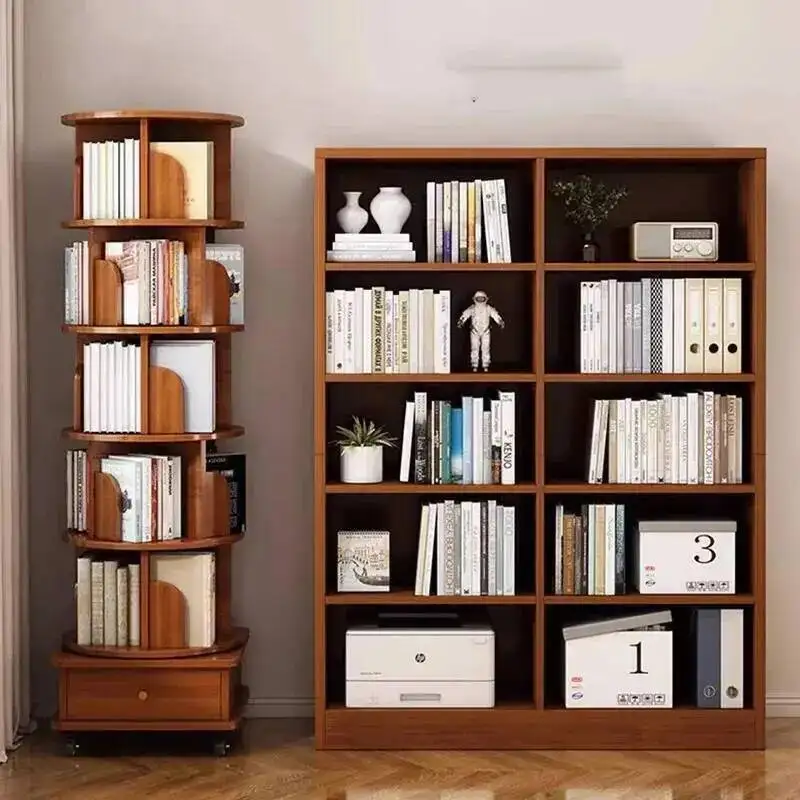 Shelves Book Furniture Habitacion Organizer Rotating Estanteria Mobile Doors Wooden Modular Bookcase Bookcase Circular  Display