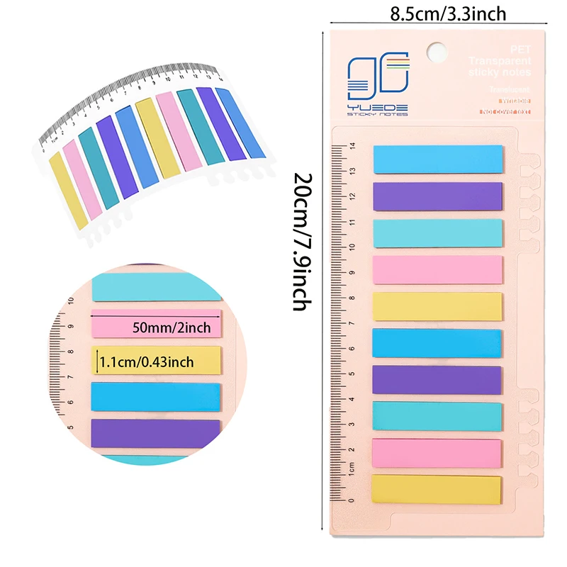 200Sheets Index Tabs With Ruler Waterproof File Tabs Flags Colorful Sticky Notes For Reading Notes Books School Office Supplies