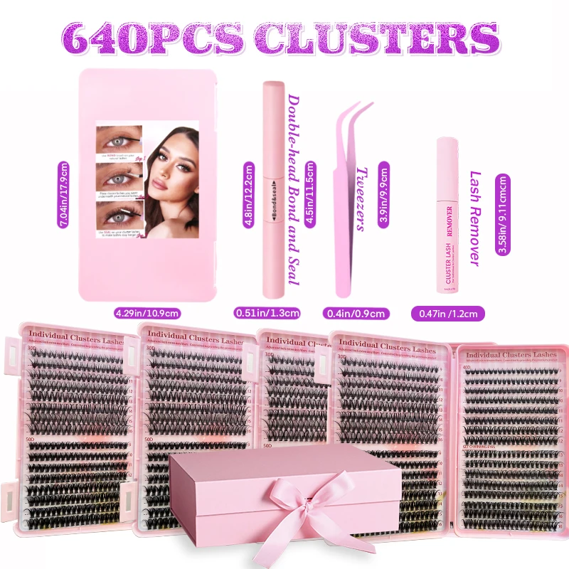 Juego de extensiones de pestañas de aspecto natural, juego de pestañas postizas, pinzas, pegamento y removedor, accesorios profesionales para maquillaje