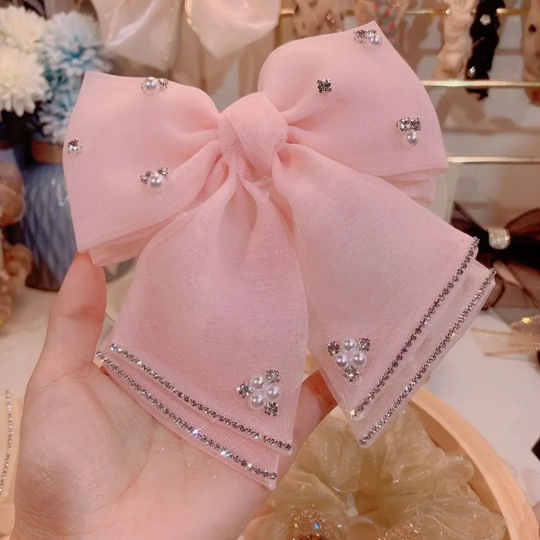 

Korean version bow with diamond high-end texture fresh temperament women's four season fashion hair clip