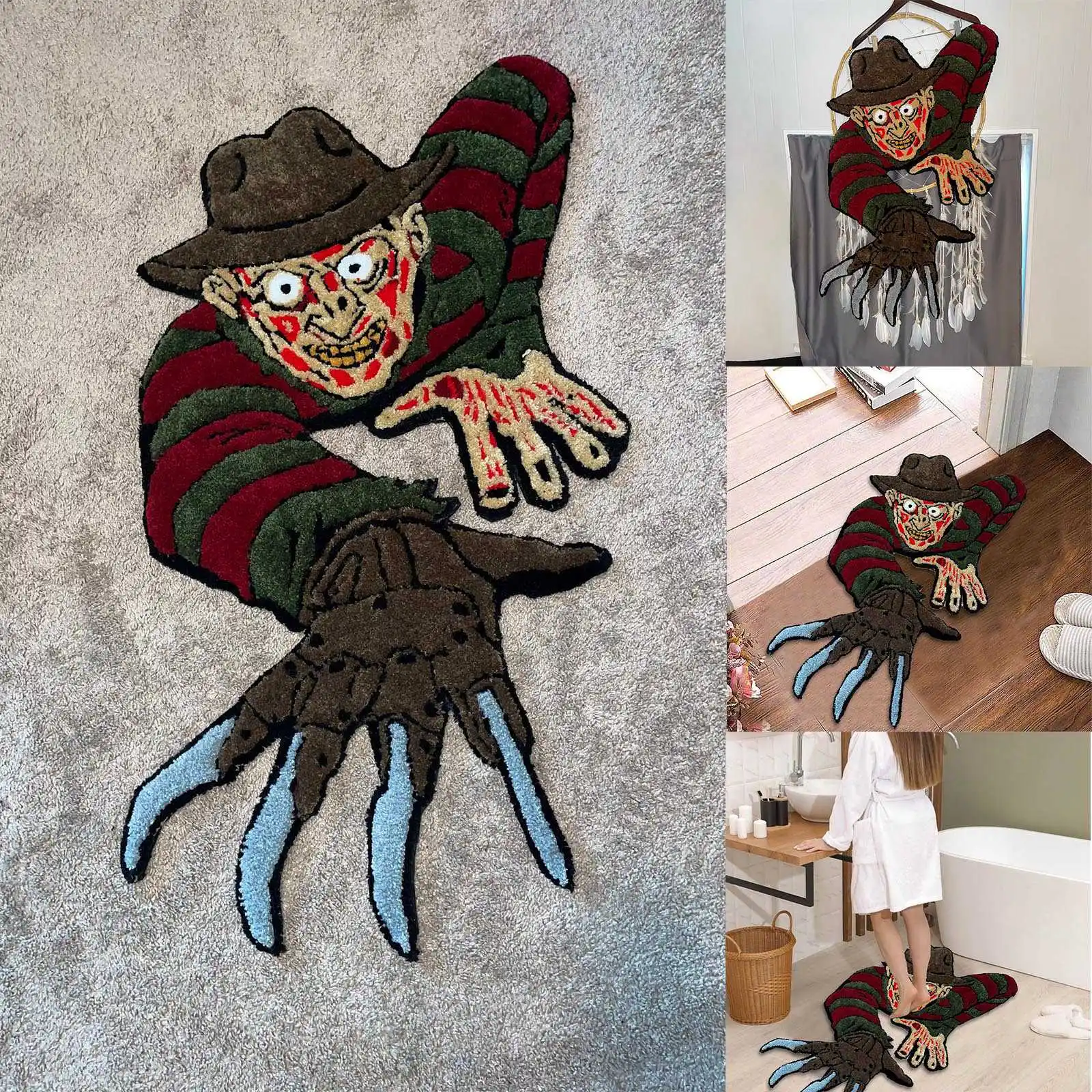 

Home Mat Ruby's Elm Street Nightmare Freddy Krueger Tomb Walker Decor Halloween Christina Horror Decoration Gift