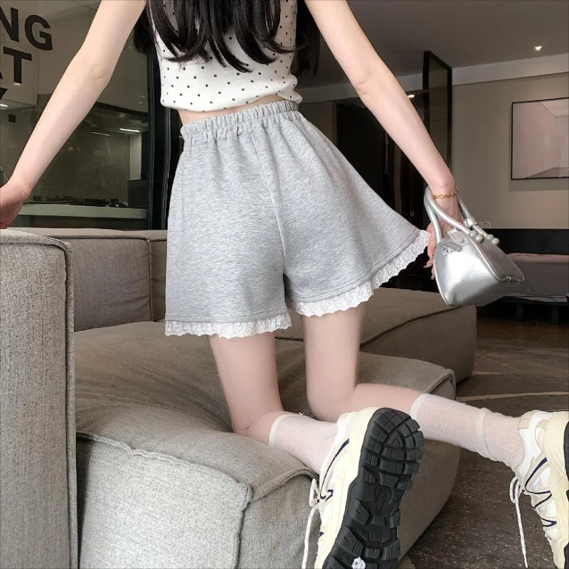 Lace Casual Shorts Women's  A-line Wide-Leg Short Pants Skirt High Waist Comfy Girls Sports Loose Outdoor Home Bottoms Summer