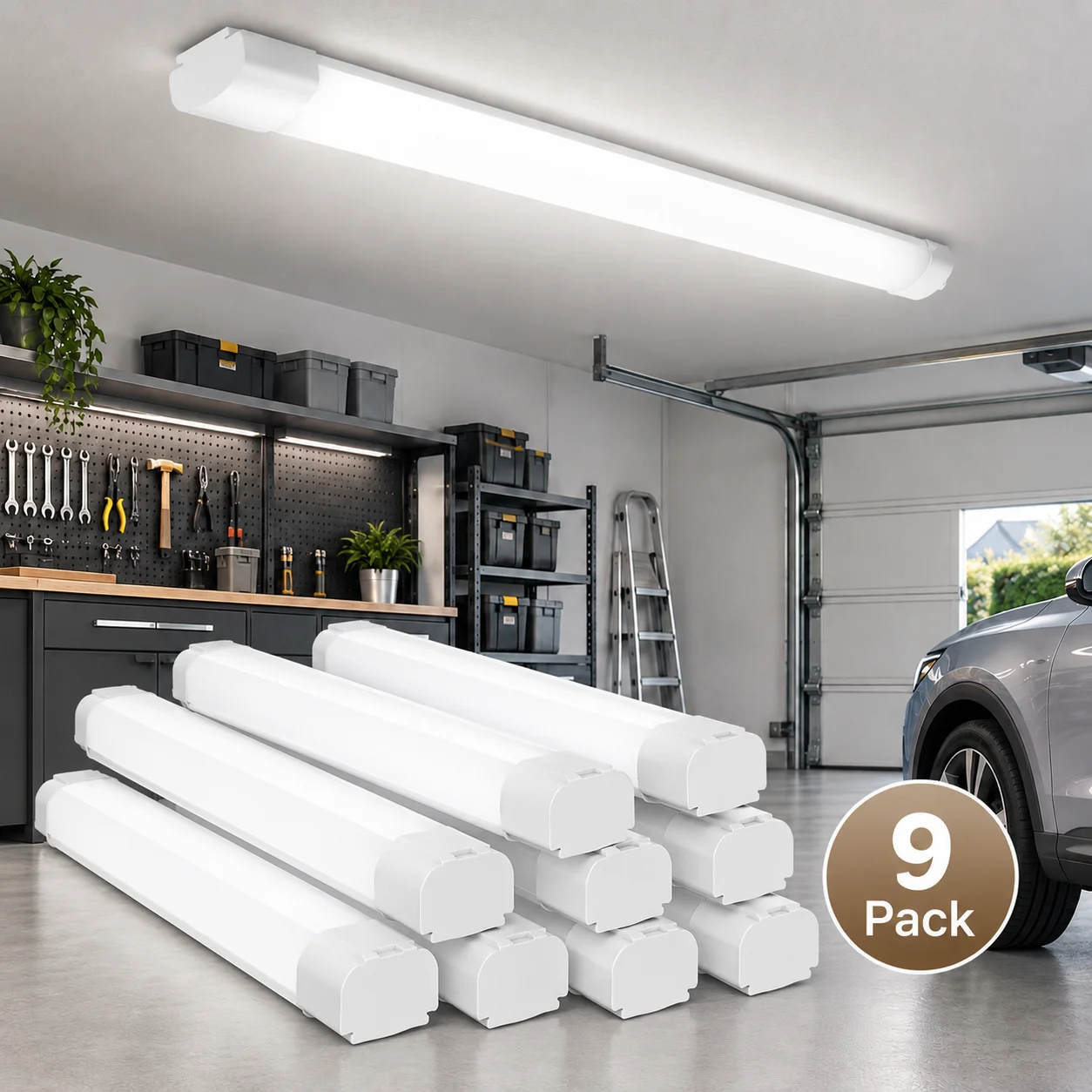 Tri Proof Led 9PCS 60cm LED Tri-Proof Lights 20W 4000LM 4000K, IP65 Linkable Batten ...