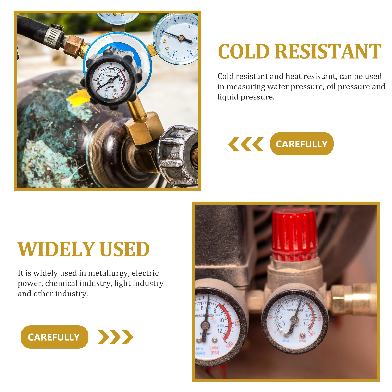 

2pcs Air Compressor Pressure Gauge Water Oil Liquid 0-180Psi Measuring Meter Resistant Large Dial Industrial