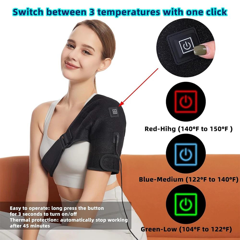 Shoulder Heating Pad Heated Shoulder Brace Wrap Shoulder Support with Hot Therapy for Rotator Cuff Frozen Shoulder Relax Muscle
