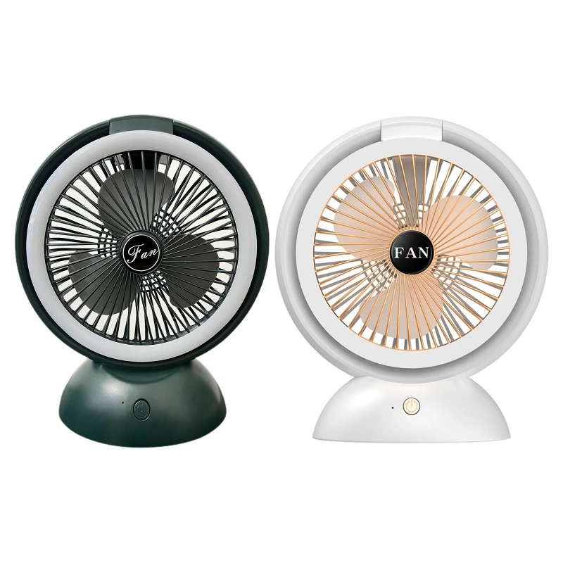 

F3KE Portable 4 Speed Desktop Fan with LED Lantern 1200mah USB Rechargeable Table Fan For Home Office Air Cooler Fan