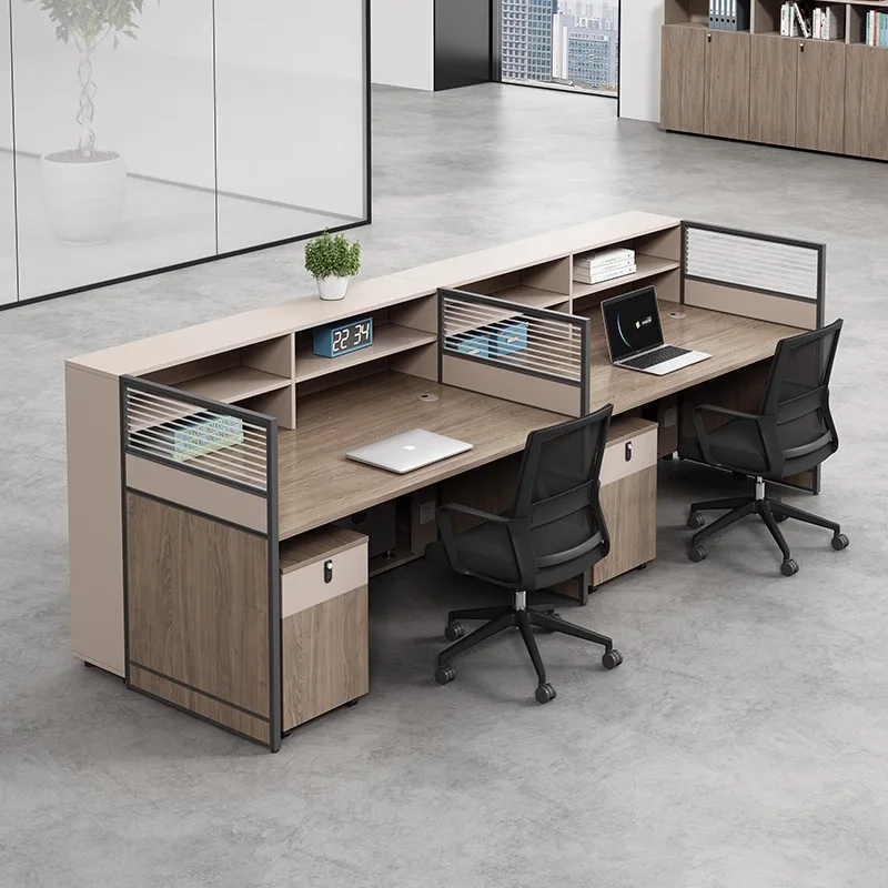 Desk staff desk and chair combination modern simple table screen 4/6 people computer desk office booth