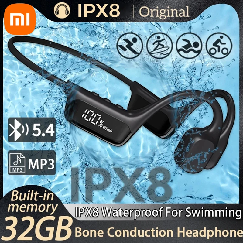 Xiaomi IPX8 Waterproof Swimming Conduction Headphone Bluetooth 5.4 Bass Wireless Headset MP3 Player Sport Fitness Earphone