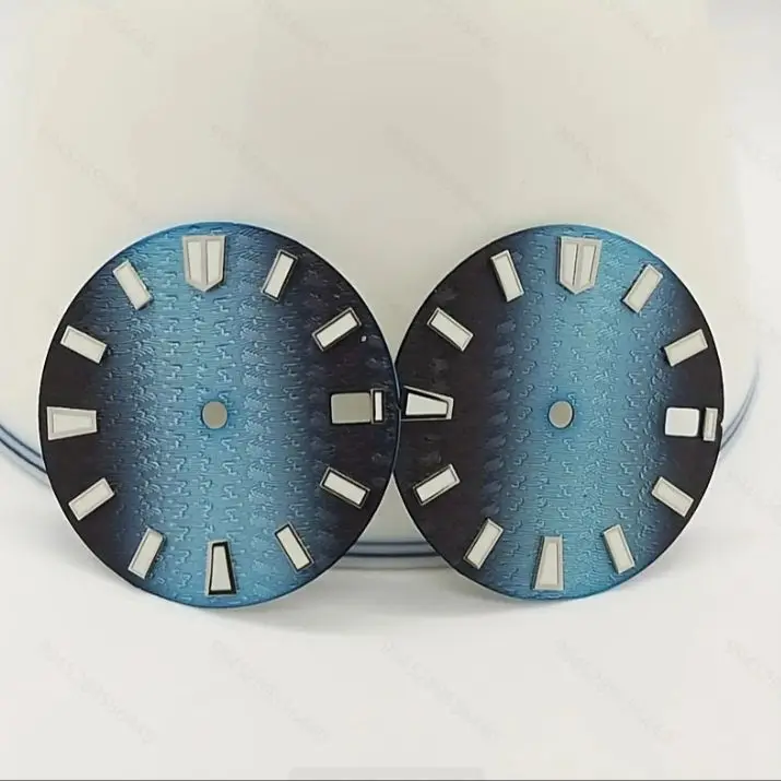 Watch Accessories NH35 Dial 28.5MM Blue Gradient Mechanical Diving Dial Green Luminous for NH35/4R/6R Movement