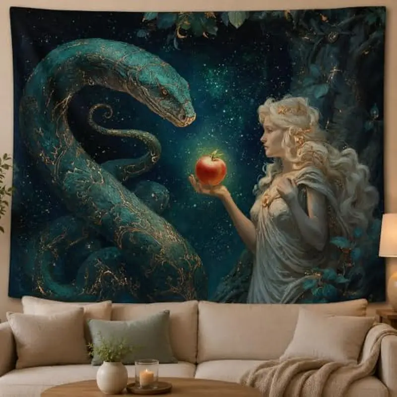 VIKAMA Fantasy Dragon Snake Tapestry, Mythical Wall Hanging, Galaxy Style Wall Decor Bedroom Living Room Esports Room Decor