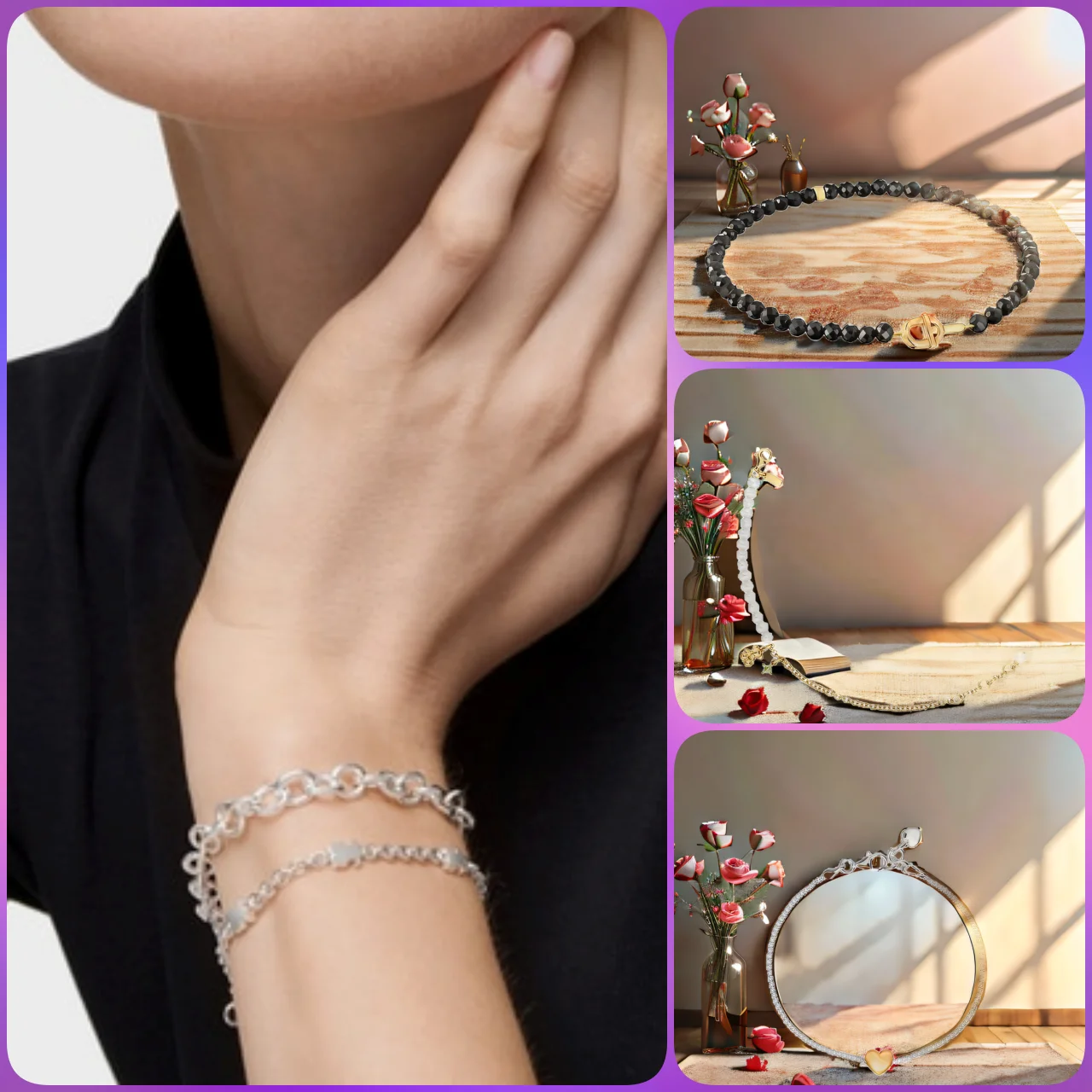 

Летняя распродажа】Браслет с цветочной гравировкой, серебряные повседневные украшения с акцентом из кубического циркония