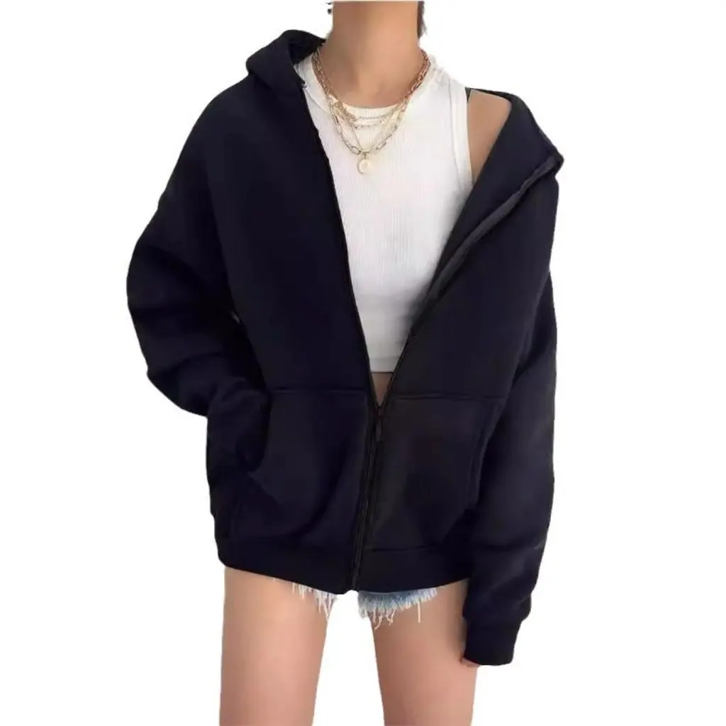 

Women's Zippered Hooded Cardigan Jacket Sweatshirt New Hot-Selling Style Manufacturer's Supply Batch for