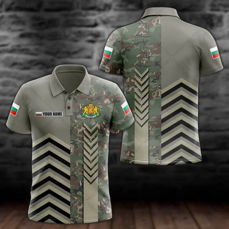 Bulgaria Symbol Camouflage Customize Polo Shirts Summer Casual Streetwear Loose Oversized Sportswear Button Short Sleeve Tops