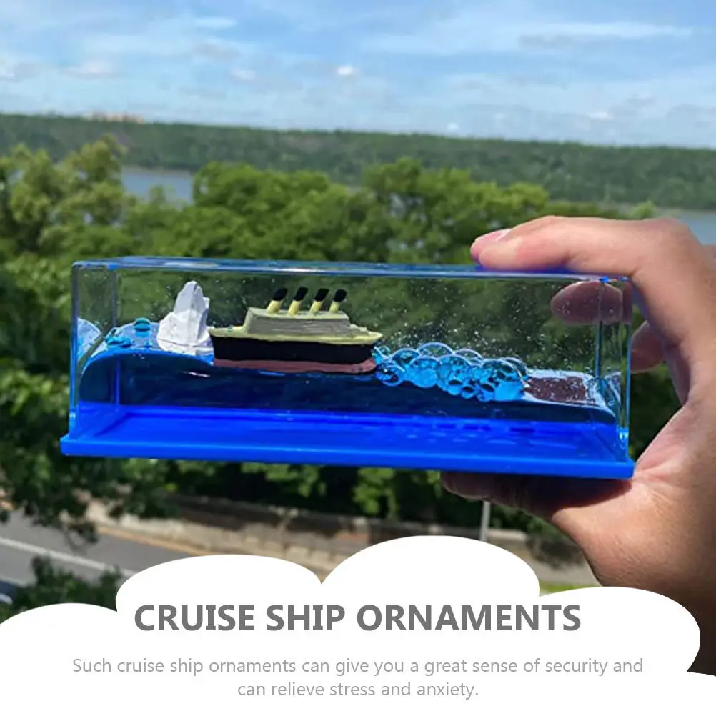 Cruise Ship Liquid Drift Bottle Decoration Acrylic Desktop Ornament Handmade Home Office Craft Creative Xmas Graduation Gift