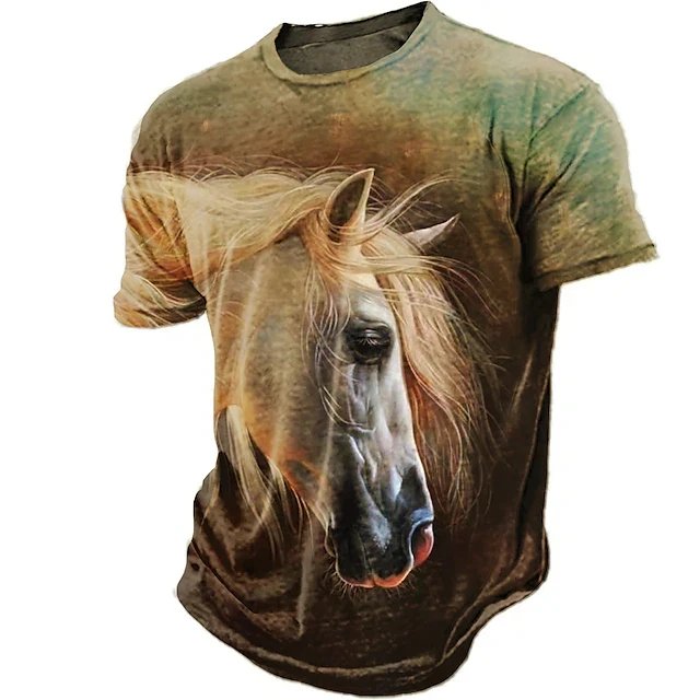 

2026 Vintage Funny Animals 3D Printing T Shirts Casual Daily Men Women Short Sleeve Retro Rooster Cow Graphic Tees Kids Y2k Tops