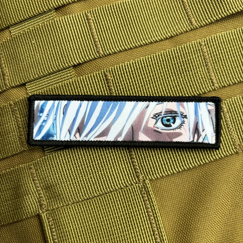 Anime Jujutsu Kaisen Gojo Satoru Eye Morale BadgeCharacter Eyes Patch Hook and Loop Printing Tactical Military Backpack Sticker