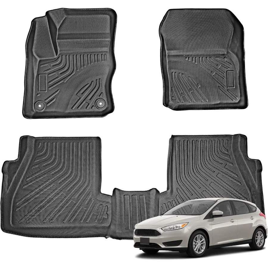

Floor Mats for Focus 20122018 All Weather TPE Mat 3PC Black 1st 2nd Row Full Car Accessories Liner Set Designed for Complete P
