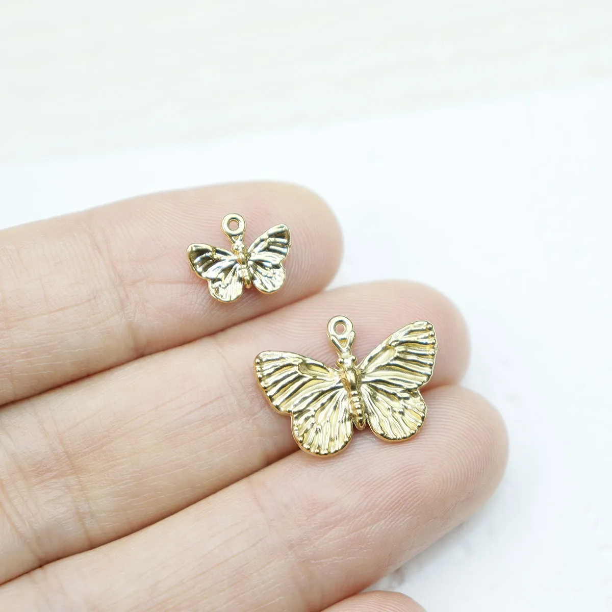 5pcs 304L Casting Stainless Steel Pretty Butterfly Charms Jewelry Accessory DIY Necklace Earrings Vacuum PVD Plated Water Proo