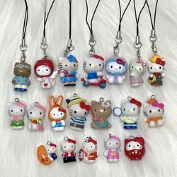 Kawaii Western Cowboy Hello Kitty Mobile Phone Pendant Cute Charm Pink Bow Singing Hello Kitty Rabbit Keychain Bag Pendant Gift