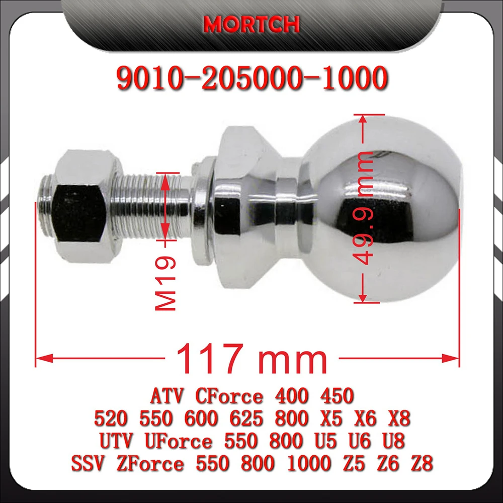 9010-205000-1000 OEM Towing Hitch Ball Assembly For CFMoto CF500 CF600 CF800 CF1000 CForce ZForce UForce ATV Trailer Hitch