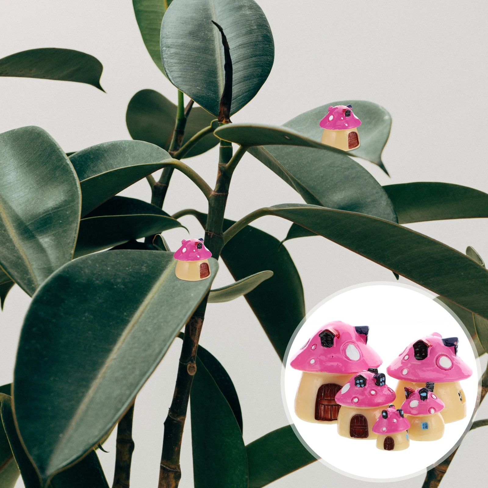 

5pcs Mini Mushroom Resin Decor For Fairy Garden Micro Landscape Desktop Ornament Small Figurines For Terrarium