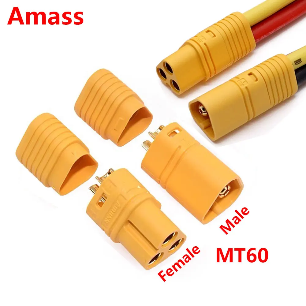 2/10Pcs MT60 Male Female 3.5mm 3 Pole Plug Connector with Sheath Set for RC Airplane Car Model ESC Accessories