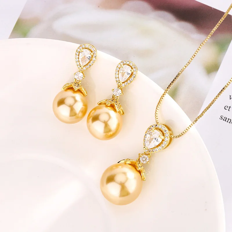 

Jewelry set with gold-plated pearls, elegant and luxurious, for women14-12mmWholesale