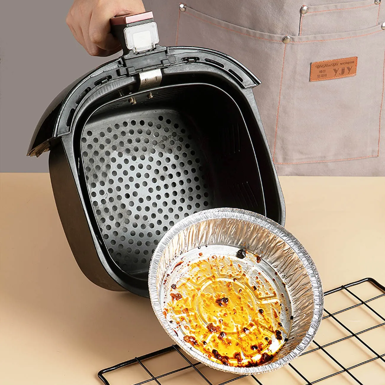 12pcs Air Fryer Disposable Baking Aluminum Foil Tin Tray Non-Stick Steamer For BBQ Steamed Charcoal Grilled Rice Baking Supply