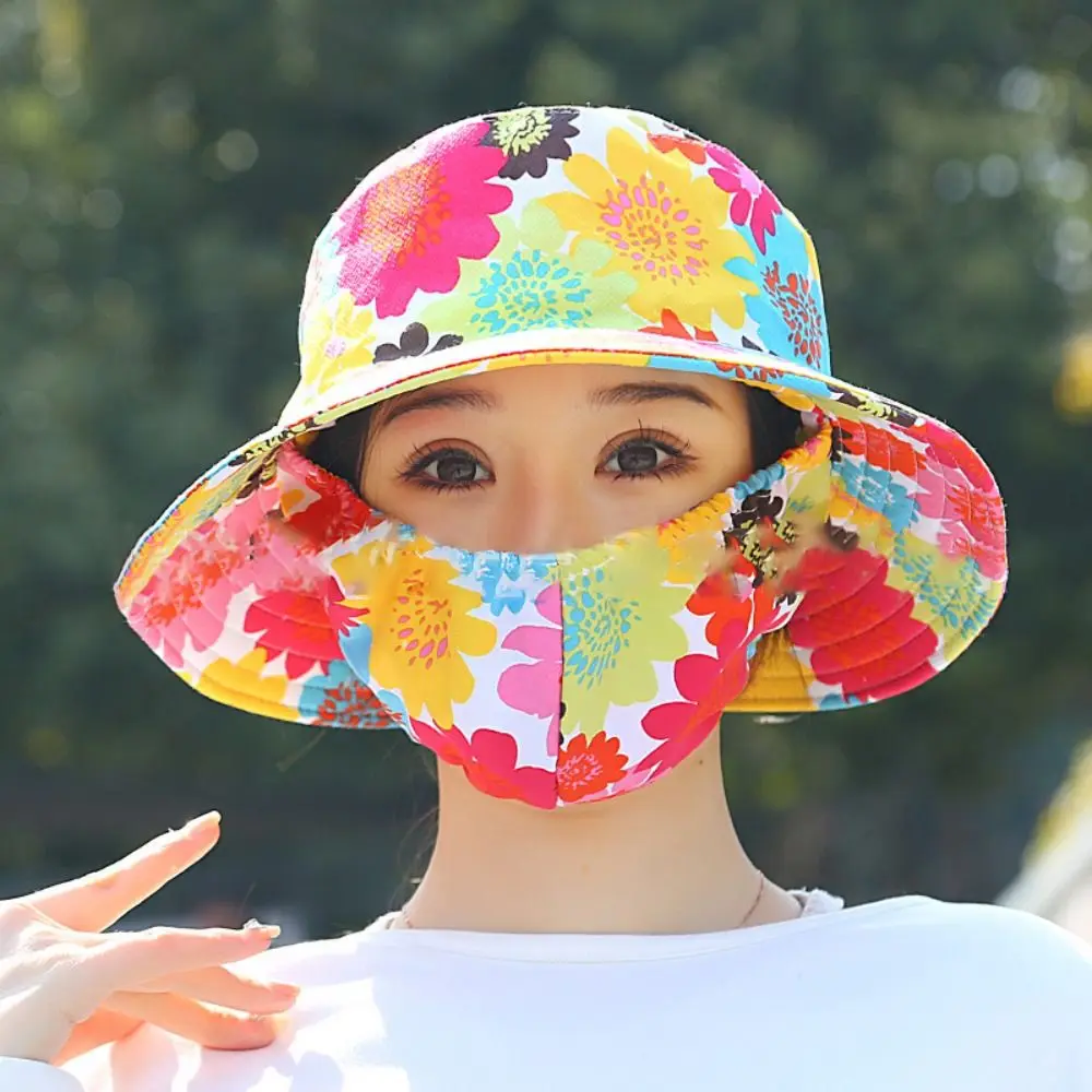 Shawl Sun Protection Hat Dust-proof Wide Brim Anti-uv Tea Picking Cap Protect Face Neck Sunscreen Cap for Agricultural Work