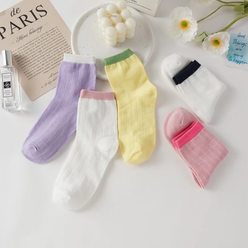 

Sweet Candy Colored Women's Socks For Spring And Autumn Socks Japanese Style Breathable Fashion Comfortable Middle Tube Socks