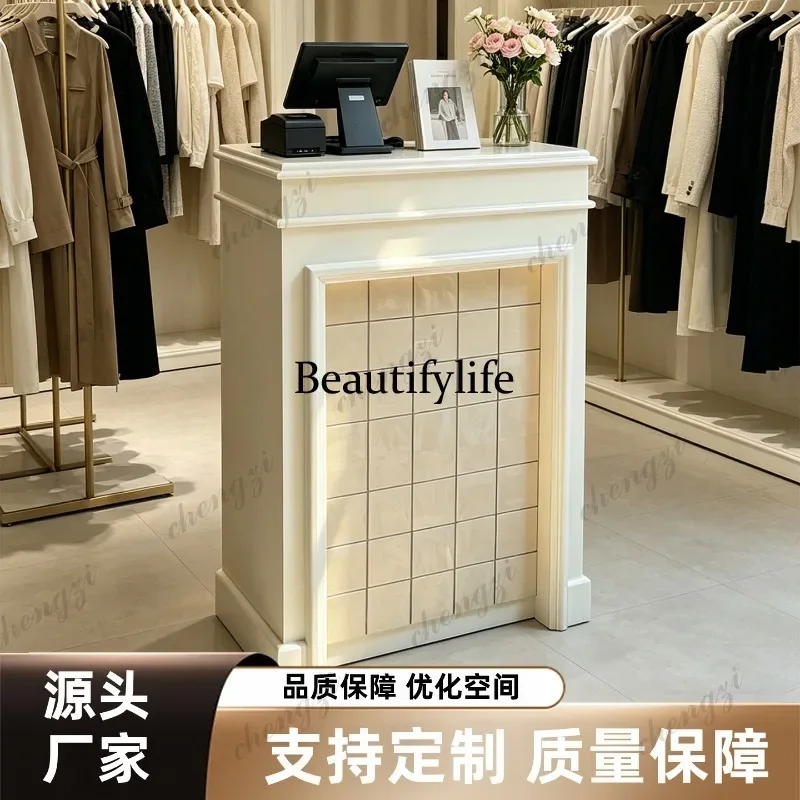 N178 Clothing store Small bar Premium checkout page French pearl glazed square brick front desk counter