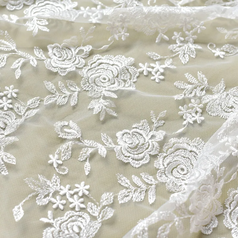 

Embroidered Lace Tulle Fabric for DIY Sewing Handmade Wedding Dress Garment Accessories Clothing Fashion Material Cloth