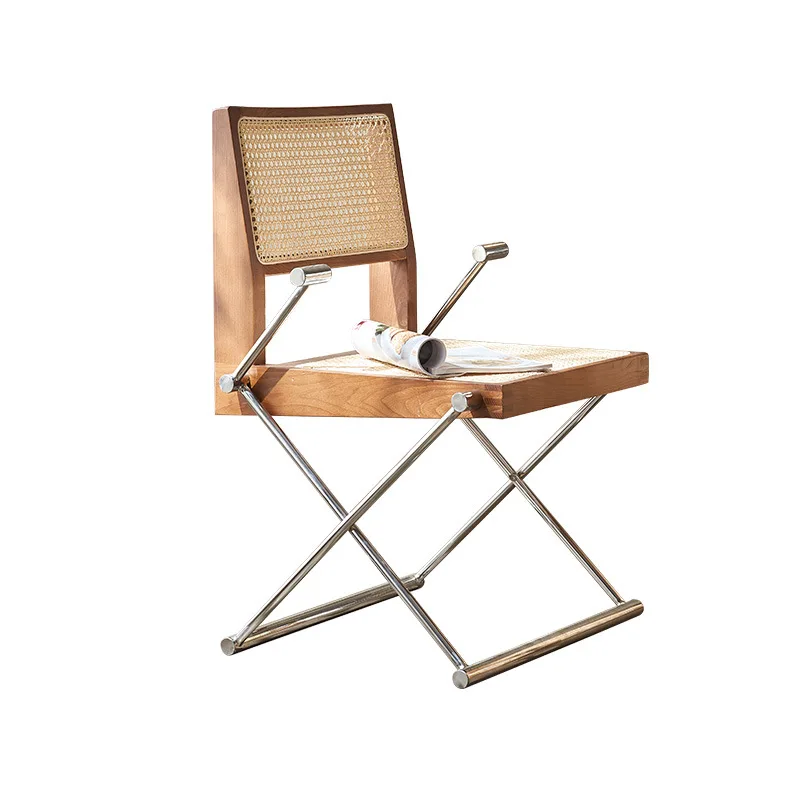

Rattan Wabi Dining Table and Chair Silent Wind Ancient Furniture Designer Dining Retro Solid Wood Leisure Chair