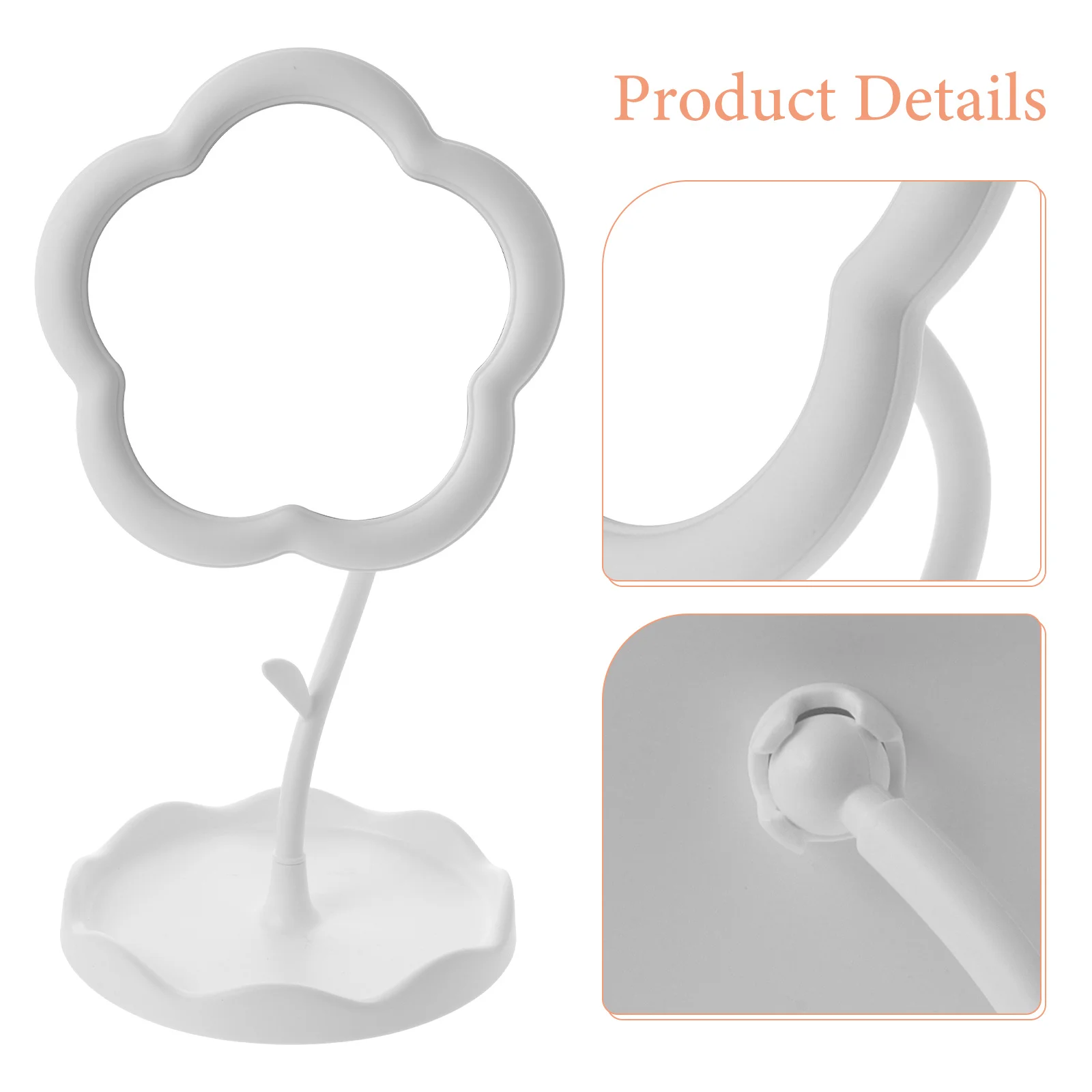 

Small Desktop Vanity Mirror Flower Shape Stable Stand Portable Makeup Mirror for Bedroom Bathroom Office Use Office Mirror,