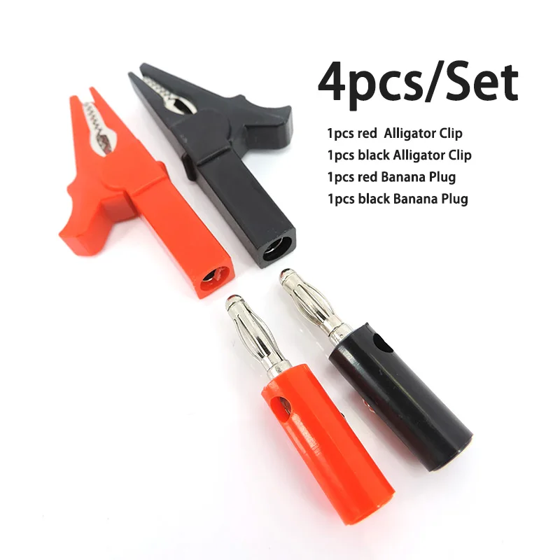 4Pcs/Set 55mm Alligator Clip Banana Plug Test Probes With 4mm Banana Plug For Multimeter Measure Tool Accessories