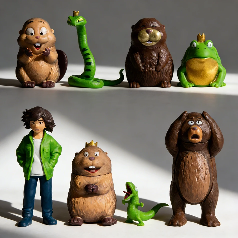 Porte-clés Hoppers Blind Box, figurine animale de dessin animé aléatoire (Serpent royal/Éponge/Castor/Ours/Garçon/Lézard) Pendentif de sac pour enfants G