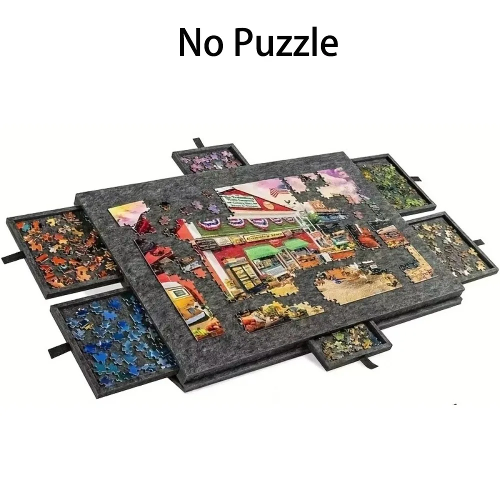 6-Drawer Puzzle Board Foldable Large Capacity Felt Puzzle Table Puzzle Desk Decor Decorative Puzzle Storage Box