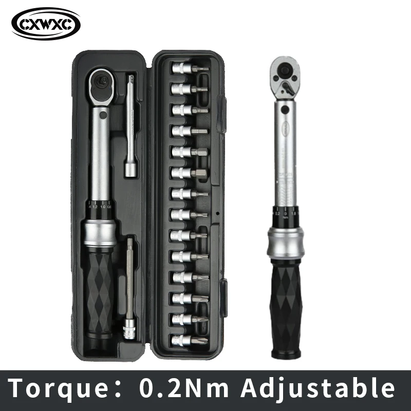 

CWXWC Bicycle Torque Wrench Kit 16Pcs 1-25Nm Dual Direction Bike Allen Key Set Spanner Cycling Repair Tool With Extened Socket